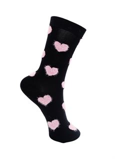 BLACK COLOUR STRØMPER, BCMAYLINE HEART SOCK, BLACK